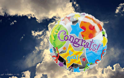 A congrats to you balloon on a sky background