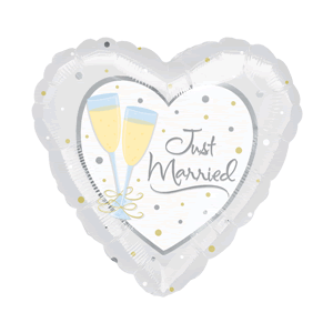 Just Married Cheers Heart Balloon Small Image