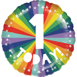 1st  Birthday Bright Rainbow  Balloon Small Image