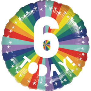 6th Birthday Bright Rainbow Balloon Small Image