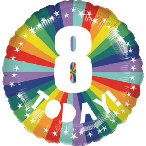 8th Birthday Bright Rainbow Balloon Small Image