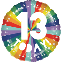 13th Birthday Bright Rainbow  Balloon