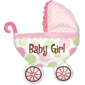Baby Girl Pram Balloon Small Image