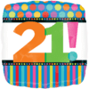 21st Birthday balloon with bright, celebratory colors.