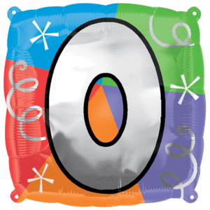 Number 0 Silver Stars and Streamers Balloon Small Image