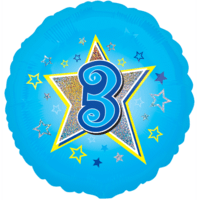 Blue Stars Number 3 Balloon