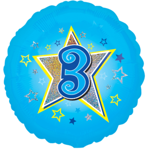 Blue Stars Number 3 Balloon Small Image