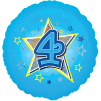 Blue Stars Number 4 Balloon