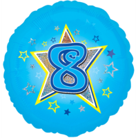 Blue Stars Number 8 Balloon