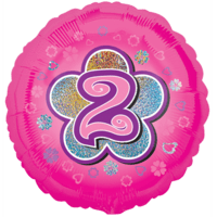 Pink Flowers Number 2 Balloon