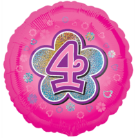 Pink Flowers Number 4 Balloon