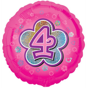 Pink Flowers Number 4 Balloon Small Image