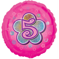 Pink Flowers Number 5 Balloon