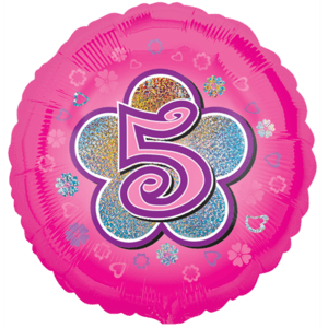 Pink Flowers Number 5 Balloon Small Image