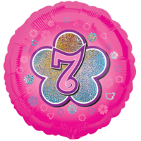 Pink Flowers Number 7 Balloon