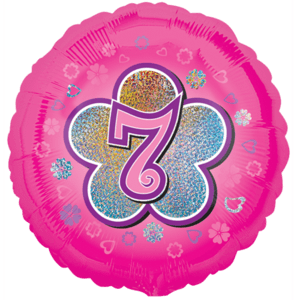 Pink Flowers Number 7 Balloon Small Image