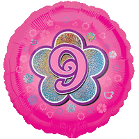 Pink Flowers Number 9 Balloon