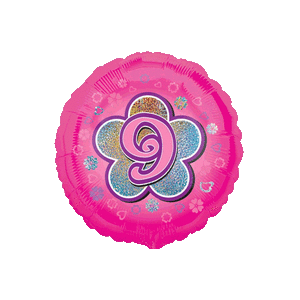Pink Flowers Number 9 Balloon Small Image