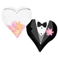 30" Wedding Couple Hearts SuperShape Balloon