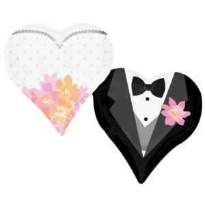 30" Wedding Couple Hearts SuperShape Balloon Small Image