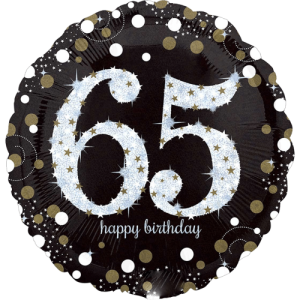 Black & Gold 65th Birthday Balloon Small Image