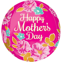 16" Orbz Happy Mother's Day Pink Flowers Balloon