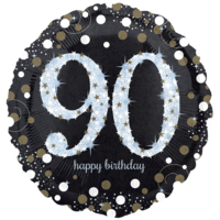 18" Black & Gold 90th Birthday Balloon