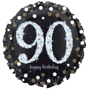 18" Black & Gold 90th Birthday Balloon Small Image