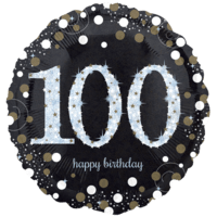 18" Black & Gold 100th Birthday Balloon