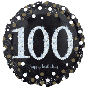 18" Black & Gold 100th Birthday Balloon Small Image