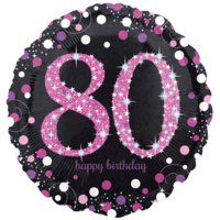 18" Black & Pink 80th Birthday Balloon