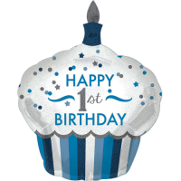 1st Birthday Cupcake Blue Balloon