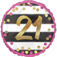 Pink & Gold 21st Birthday Holographic Balloon