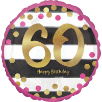 Pink & Gold 60th Birthday Holographic Balloon