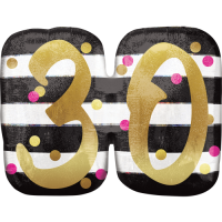 Pink & Gold 30th Birthday Holographic  Balloon