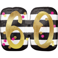 Pink & Gold 60th Birthday Holographic  Balloon