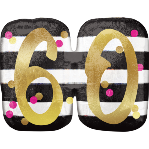 Pink & Gold 60th Birthday Holographic  Balloon Small Image