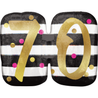 Pink & Gold 70th Birthday Holographic  Balloon