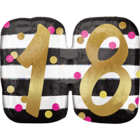 Pink & Gold 18th Birthday Holographic  Balloon