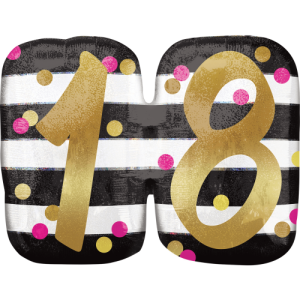 Pink & Gold 18th Birthday Holographic  Balloon Small Image