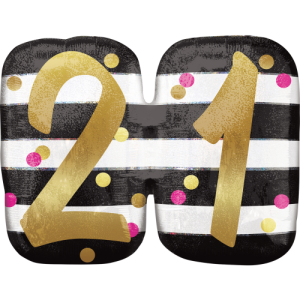 Pink & Gold 21st Birthday Holographic  Balloon Small Image