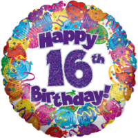 Happy 16th Holographic Birthday Balloon