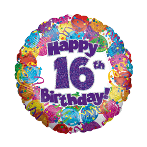 Happy 16th Holographic Birthday Balloon Small Image