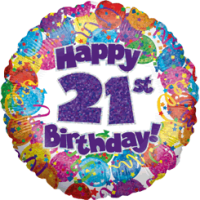 Happy 21st Holographic Birthday Balloon