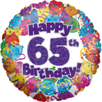 Happy 65th Holographic Birthday Balloon