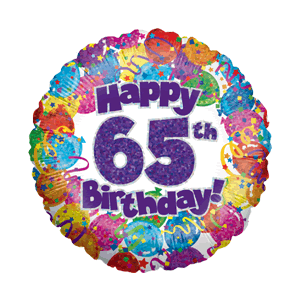 Happy 65th Holographic Birthday Balloon Small Image