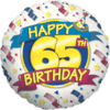 65th Birthday balloon with cheerful design.