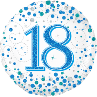 18th Sparkling Fizz Birthday Blue Balloon