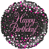 Sparkling Fizz Birthday Black & Pink Balloon
