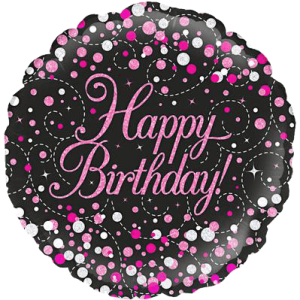 Sparkling Fizz Birthday Black & Pink Balloon Small Image